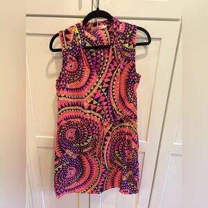 Alice & Trixie 100% Silk Dress in vibrant color and geometric patterns in size S